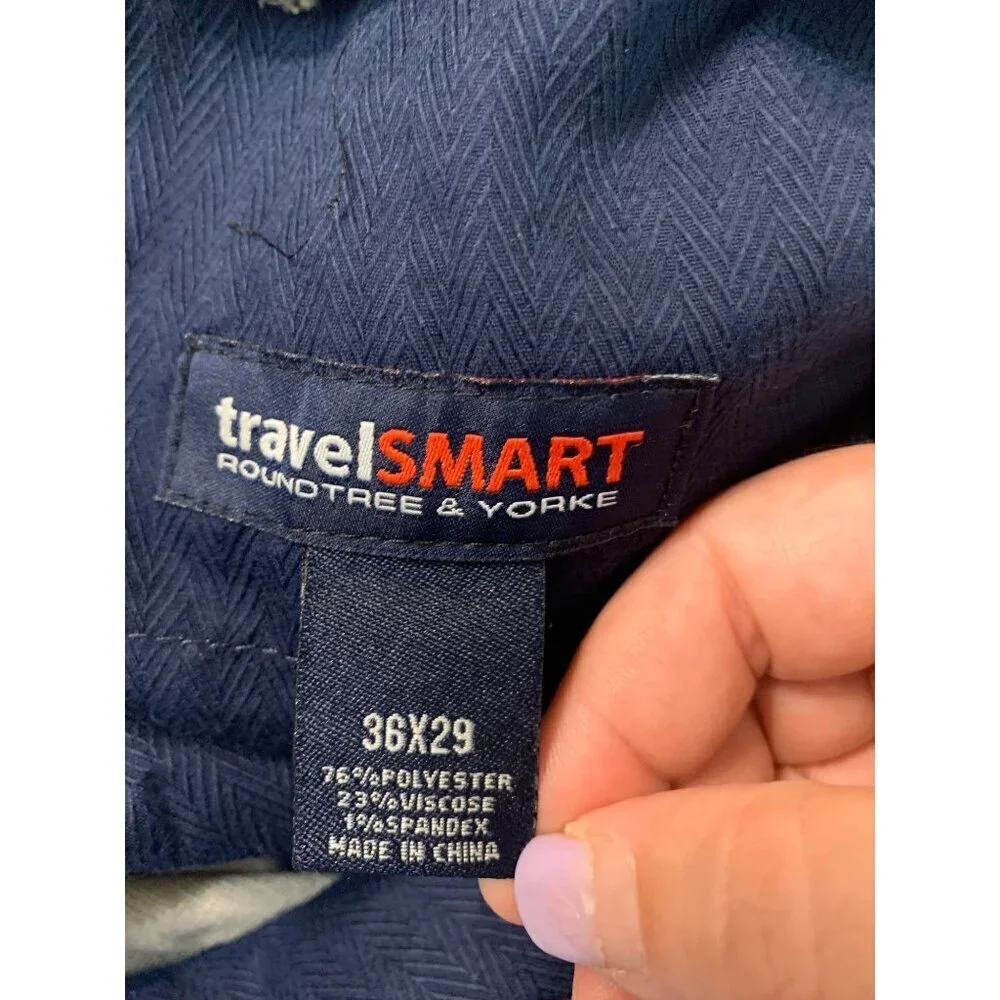 Roundtree & Yorke Travel Smart Business Pants Mens Size 36x29 GrayK1